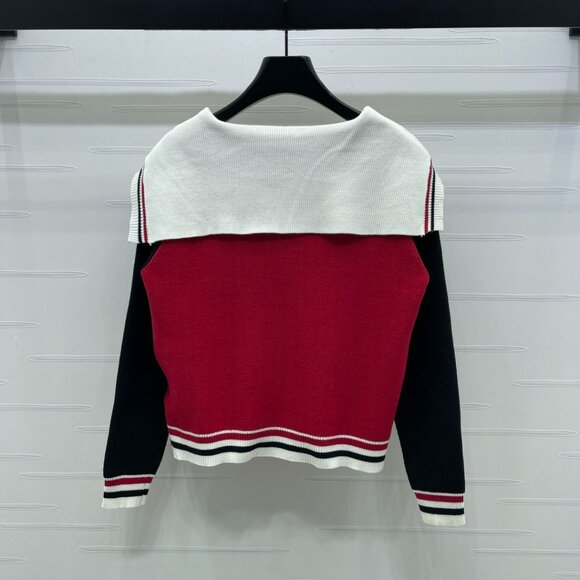 Miu Miu 2025 latest color-block shawl collar knitted cardigan - Picture 2 of 8